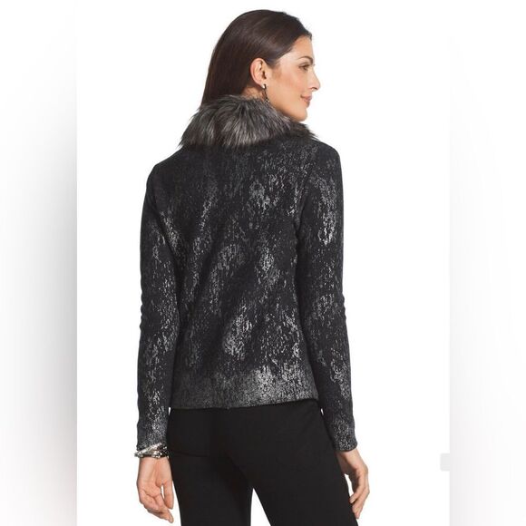 Chico’s Kendall Foil-Printed Cardigan sz 2 (12/L) - Picture 7 of 10
